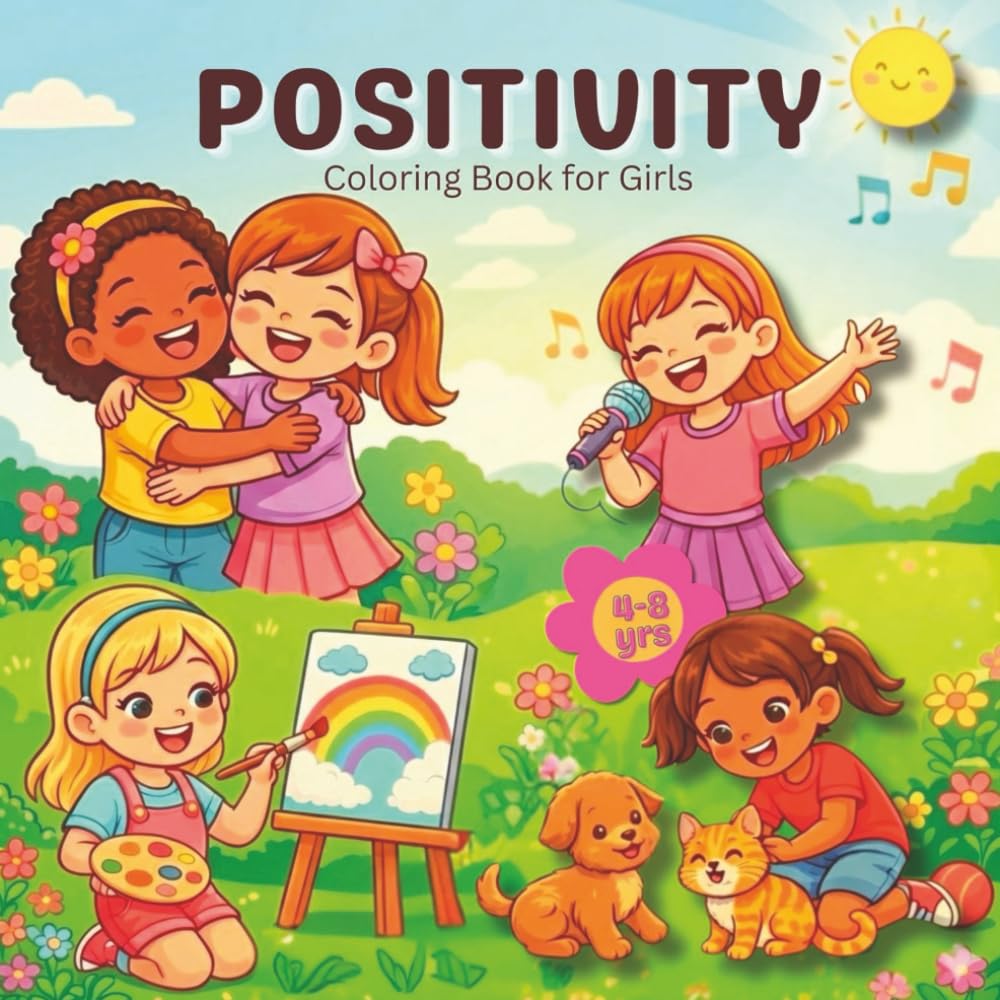 Positivity Coloring Book for Girls: A Fun and Uplifting Coloring Book with Positive Affirmations for Girls Ages 4–8