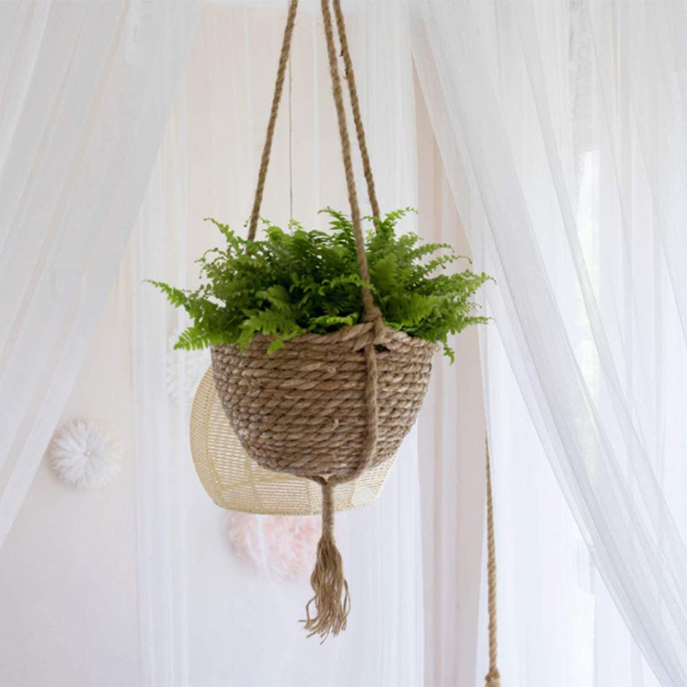 1 pièce Panier de jardinière suspendu Corde de jute tressée Cintre de plante d'intérieur Porte-plantes à suspendre Fleurs Organisateur de stockage Décoration de la maison