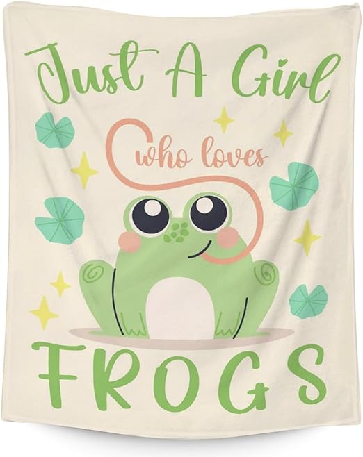Frog Blanket Gifts - 30x40 Inches Cute Throw for Girls - Green Soft Fuzzy Blankets for Couch & Office