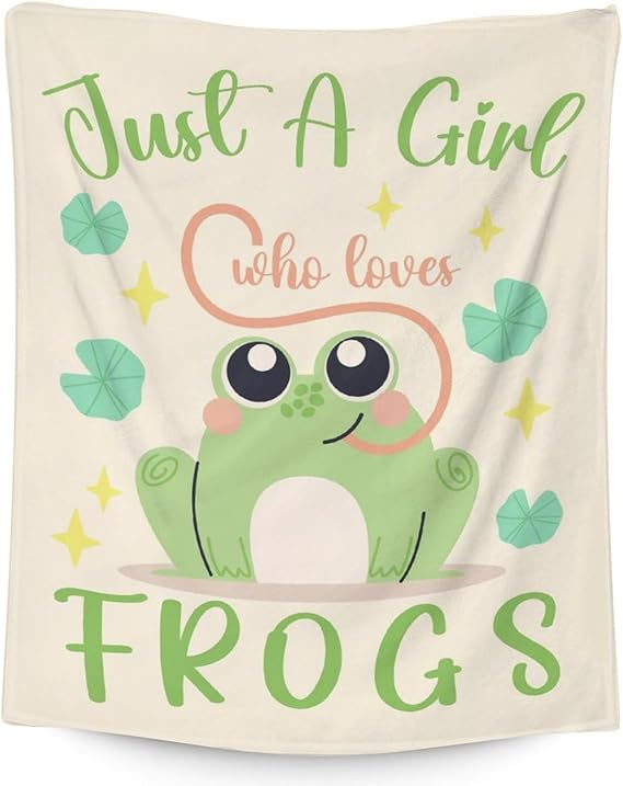 Frog Blanket Gifts - 30x40 Inches Cute Throw for Girls - Green Soft Fuzzy Blankets for Couch & Office