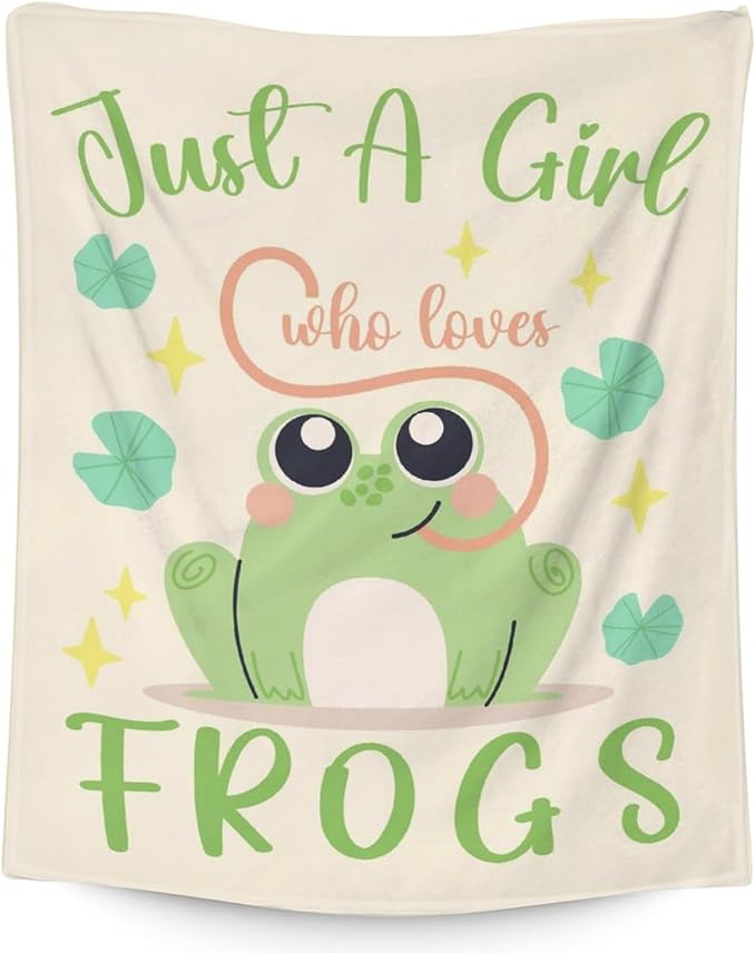 Frog Blanket Gifts - 30x40 Inches Cute Throw for Girls - Green Soft Fuzzy Blankets for Couch & Office