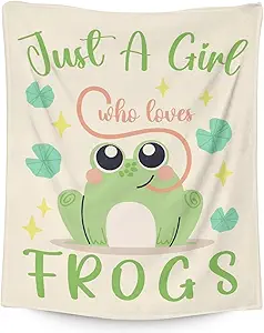 Frog Blanket Gifts - 30x40 Inches Cute Throw for Girls - Green Soft Fuzzy Blankets for Couch & Office