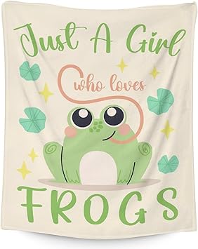 Frog Blanket Gifts - 30x40 Inches Cute Throw for Girls - Green Soft Fuzzy Blankets for Couch & Office