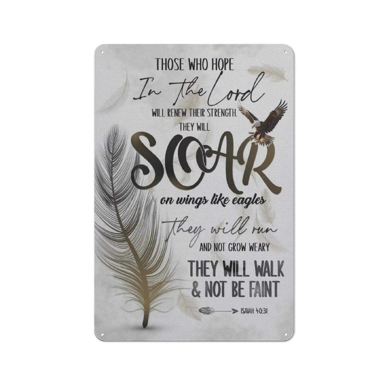 ACDOET Rustic Metal Tin Sign Christian Wall Decor Poster Soar On Wings Like Eagles Isaiah Poster Wall Art For Room Aesthetic Wall Art Pictures For Living Room Bedroom Decor 8x12 Inch