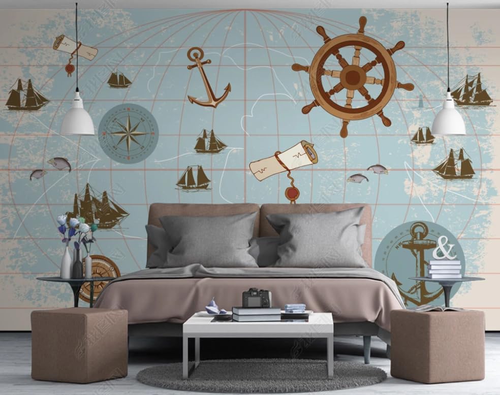 Papier peint intissé carte nautique poster mural haut de gamme salon 200x140