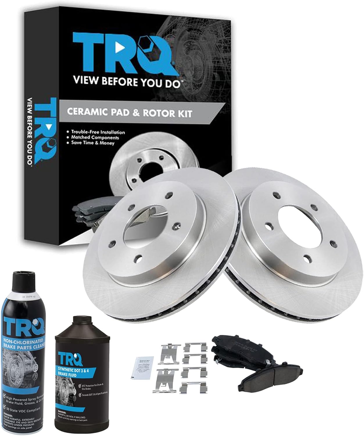 TRQ Front Brake Pad & Rotor Kit Brake Chemical Kit Brake Pads Brake Rotor Ceramic Compatible with 1997-2003 Ford F-150 2004 F-150 Heritage