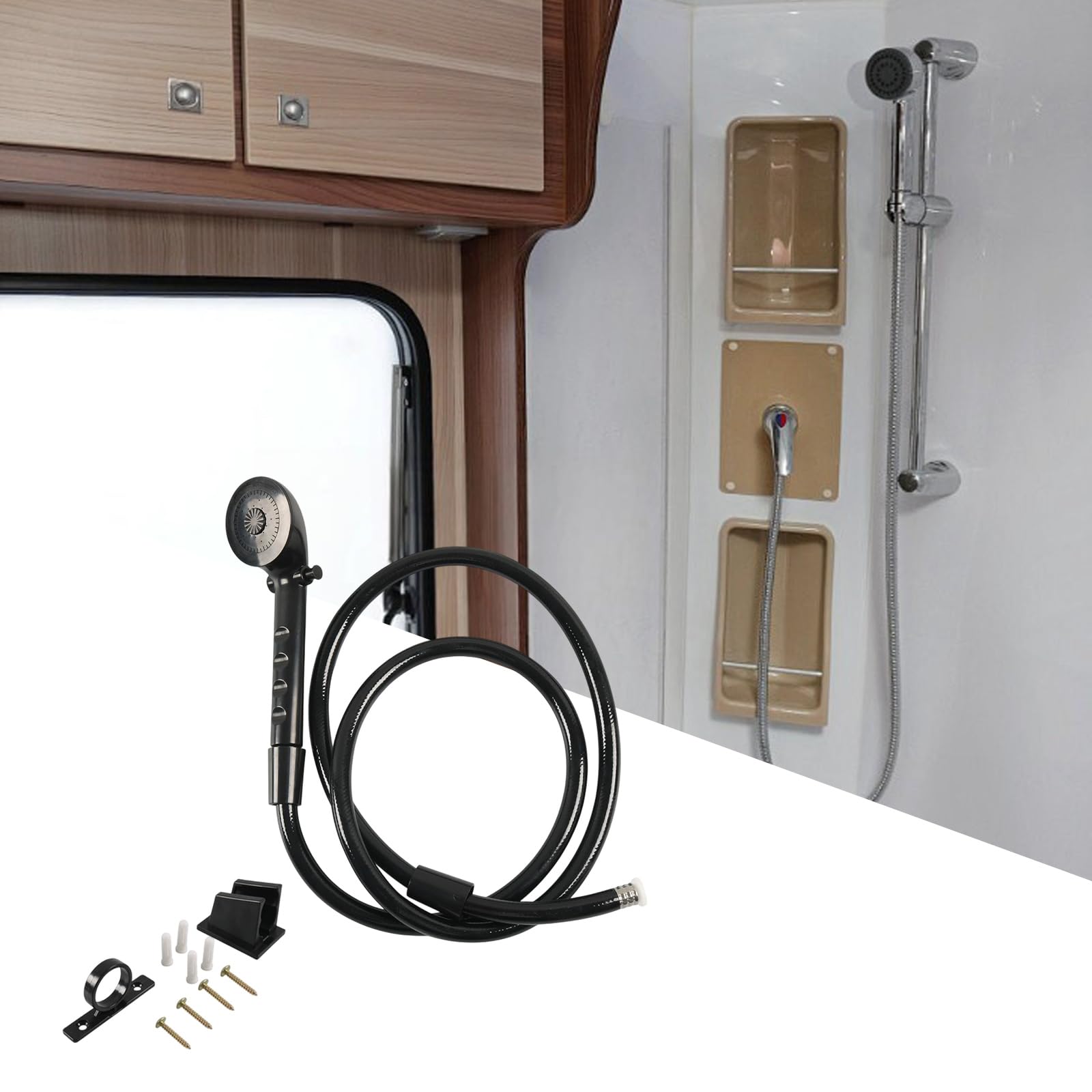 Manguera de ducha para autocaravana, repuesto flexible ABS de 1, 5 m, ligera, resistente a la humedad para mejoras en baño Manguera de ducha ABS