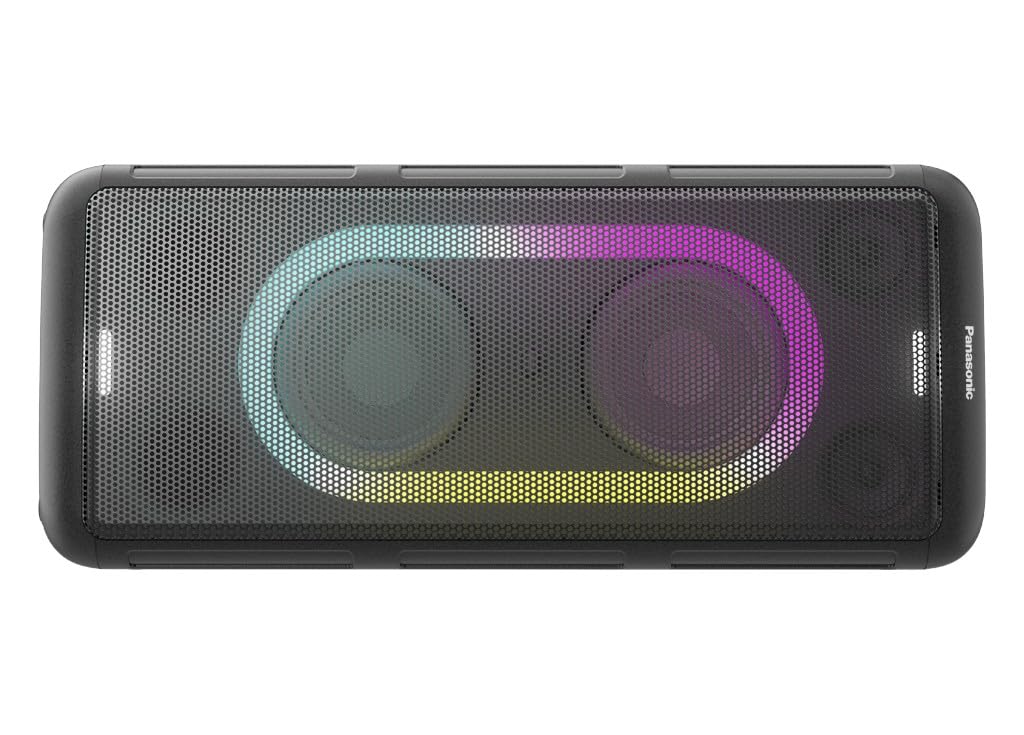 Panasonic SC-TMAX45E-K Głośnik z systemem audio o dużej mocy z Bluetooth, 1000 W, wbudowane światła, USB, wejście optyczne do telewizora, wejścia gitarowe i mikrofon do karaoke, czarny