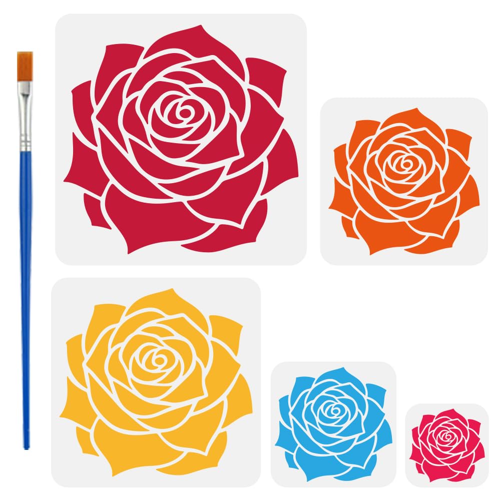 Pochoir peinture roses motif floral réutilisable pour customisation tissu
