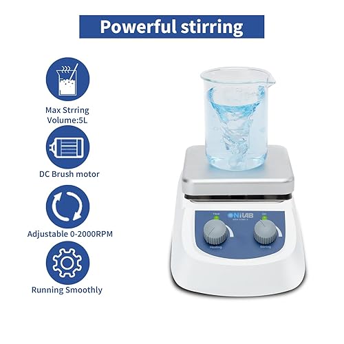Miniatura 3 de ONiLAB Agitador magnético Placa caliente Max 716.0 F, agitador magnético de placa caliente con velocidad máxima de 2000 RPM, capacidad de agitación