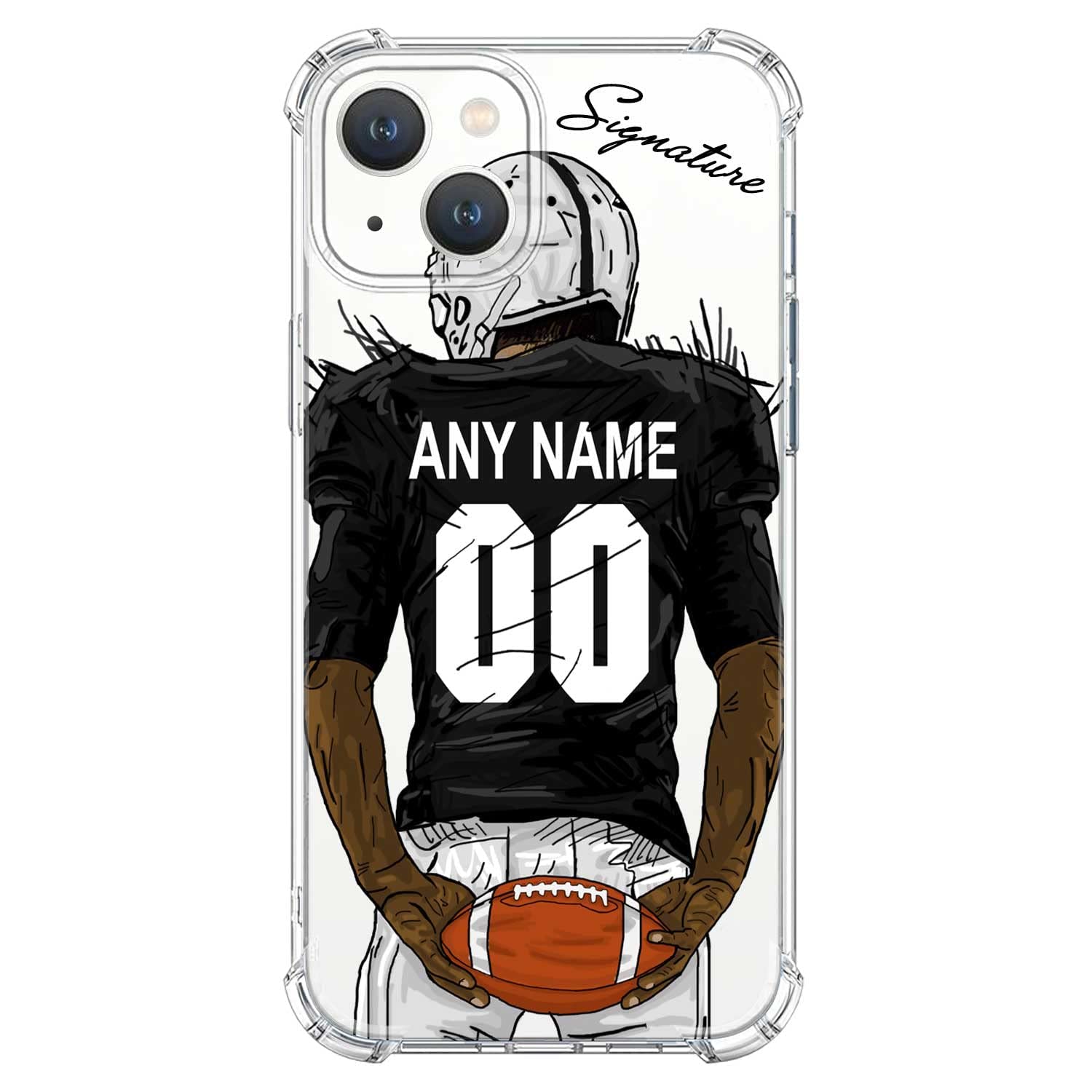 Custom Name & Number Crystal Clear Football Case for iPhone 16 15 Pro Max 14 13 12 11 Xs Max Xr SE3 8 7 6 Plus 11 Pro Mini，with 4 Shockproof Corners Customized Transparent Case(Las Vegas)