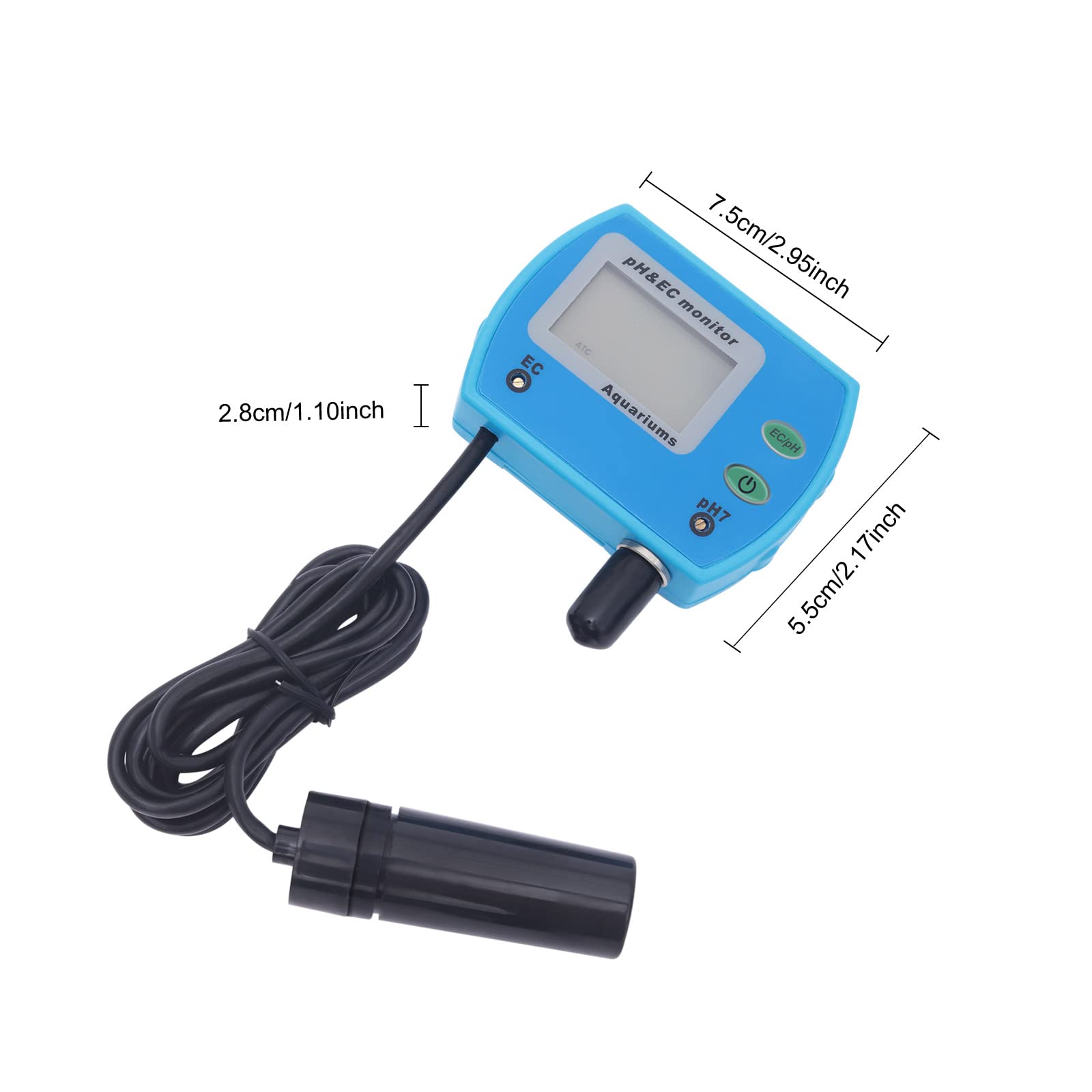 Tester d'acqua 2 in 1, tester digitale di qualità dell'acqua e campo di misurazione EC 0,00 – 14,00 pH EC ammonta a 0,00 – 19,99 ms/cm per piante, acquari potabili, ecc
