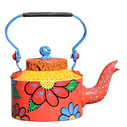 SketchLion Home Decor Aluminium Hand Painted Tea/Coffee Kettle,Capacity 1 L,Multicolour
