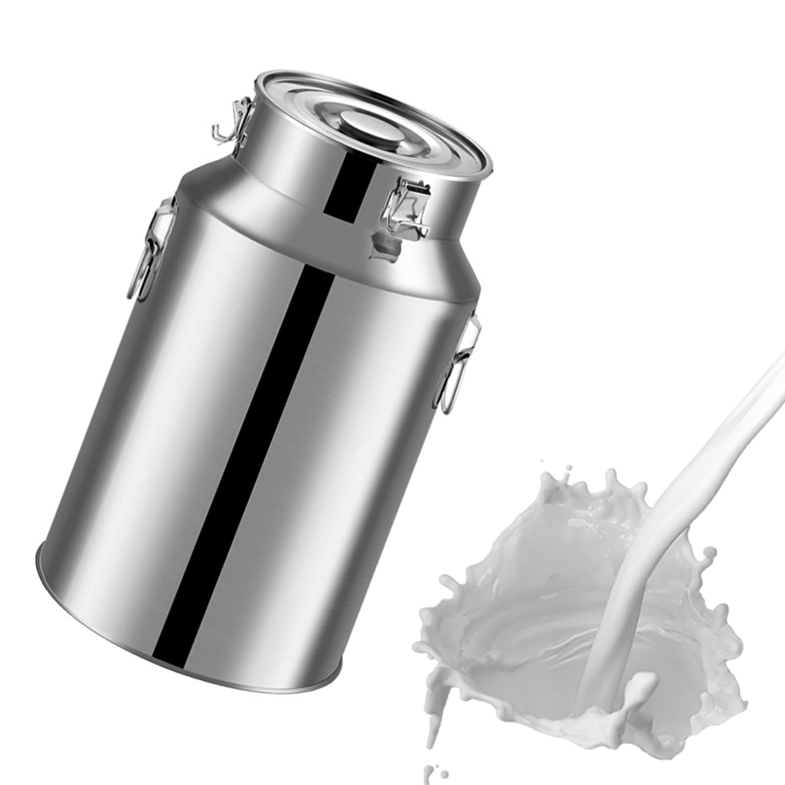 AYCDL Pail Milk Can Bucket,Stainless Steel Jug with Lid Transport Bucket Tea Canister Sealed for Liquid Fixed Storage,8L,11 Litres
