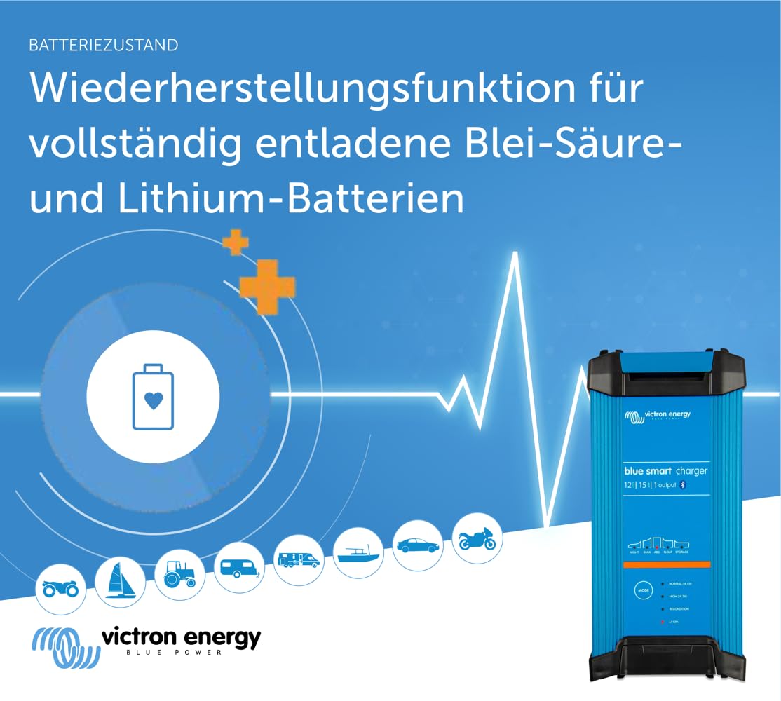 Chargeur 15A 12V Victron Energy Blue Smart IP22 Bluetooth 12/15 1 Schuko
