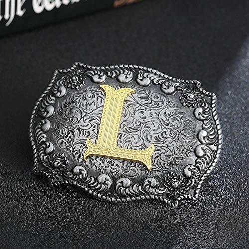 Image of HUABOLA CALYN Belt Buckle Men, Western Cowboy Rodeo Small Alphabet Letter ABCDMRJ to Z Initial Belt Buckles for Women
