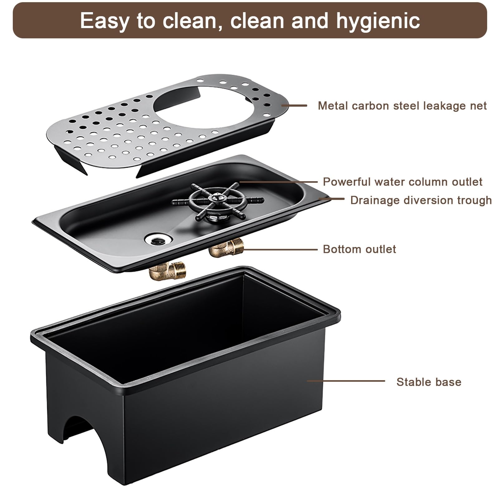 Dispositivo de descarga automática for fregadero de cocina, acero inoxidable, con apertura desde el fregadero, lavavasos automático con desagüe y bandeja de goteo for hoteles, bares, café, leche, té,