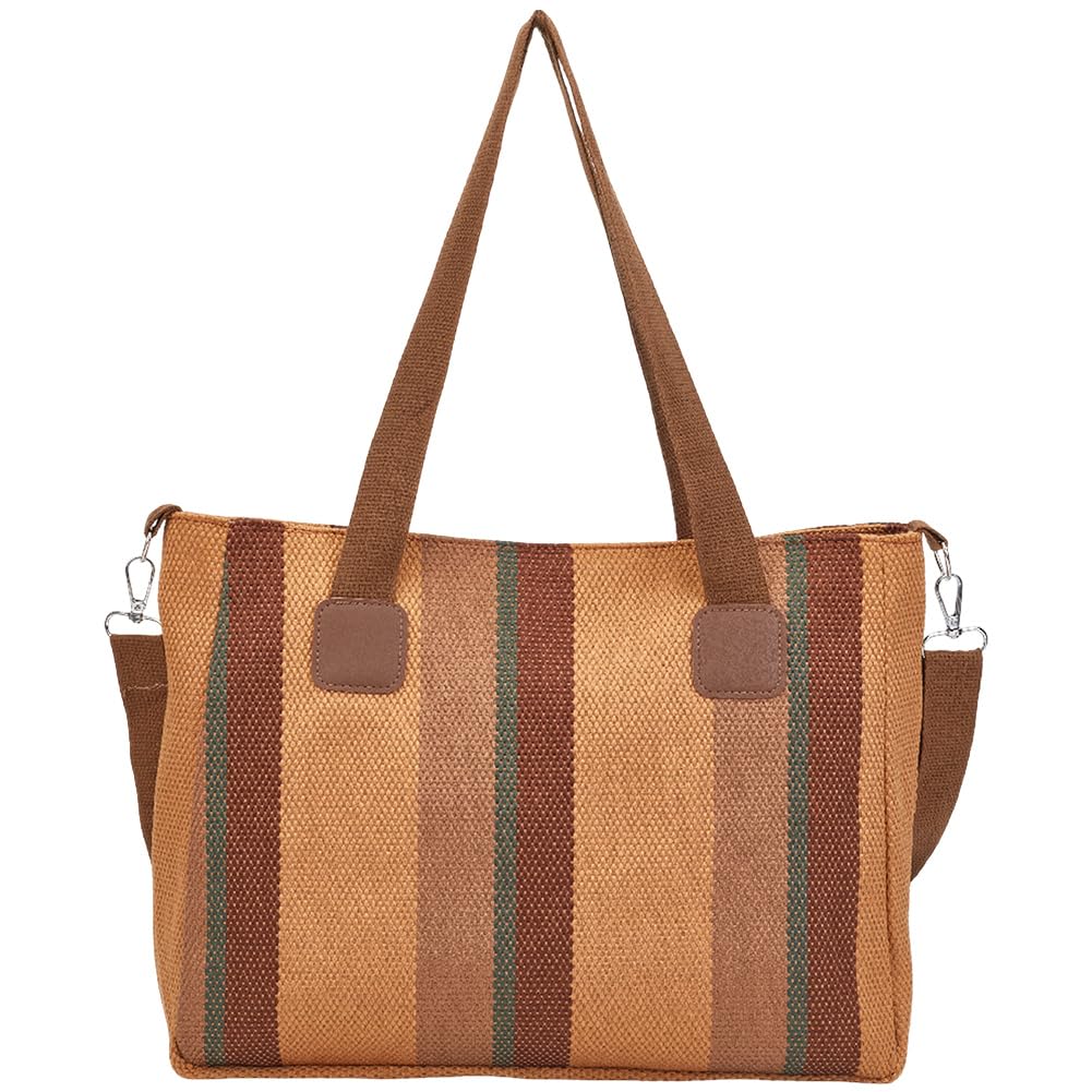 Grand sac à main en toile avec fermeture éclair et bandoulière amovible