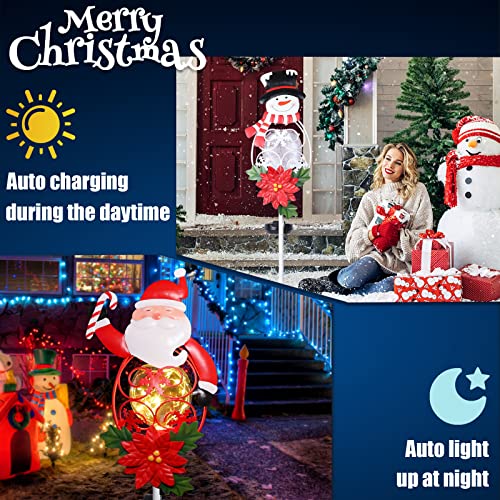 Solar Christmas Garden Stake Lights - Snowman & Santa Claus Solar Decorations with LED Lights for Outdoor Pathway & Landscape (2 PCS) by Wonder Solar - Image 2