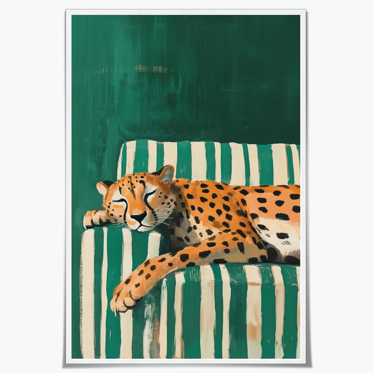 Amazon.com: Emerald Green Cheetah Wall Art Trendy Sleepy Leopard