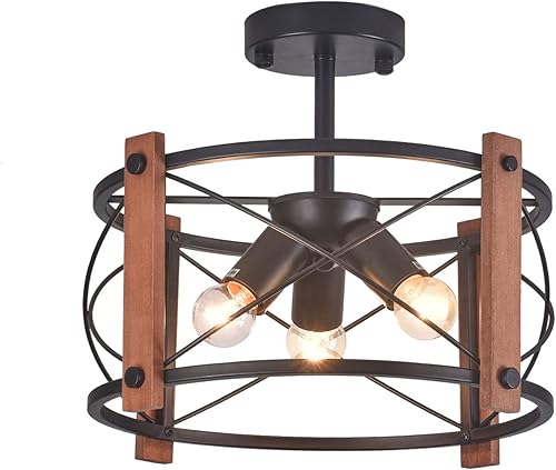Lámpara de techo semiempotrada de granja, lámpara de techo de 3 luces, lámpara colgante para pasillo, entrada, dormitorio, balcón, granja, comedor,