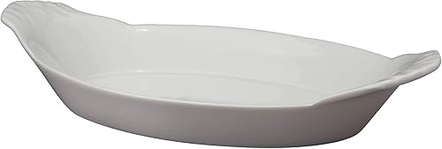 Charolas ovaladas de porcelana, 10 in, Set de 4, Blanco