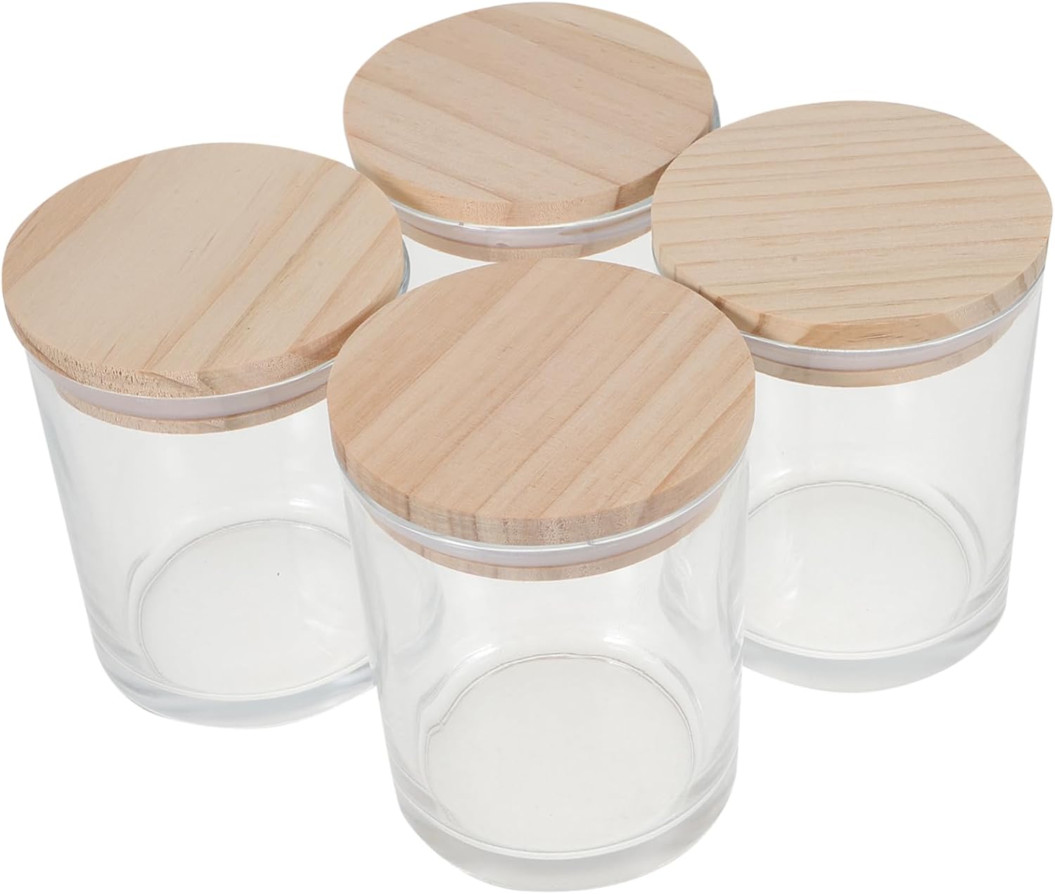 4pcs Glass Candle Jars with Airtight Lids Multi-use Candle Containers for Crafting Essential Oils and Storage