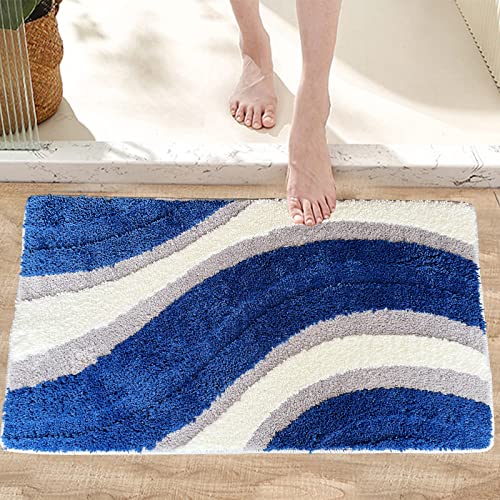 Blaue Badezimmerteppiche, rutschfeste Badematte für Badezimmer, Badteppiche für Badezimmer,...