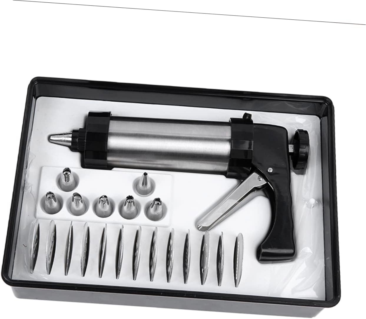 ABOOFAN 21-Piece Stainless Steel Cookie Press Kit with Comfort Grip 13 Disks 7 Icing Tips for Cake Decorating and Biscuit Making for Home Bakers