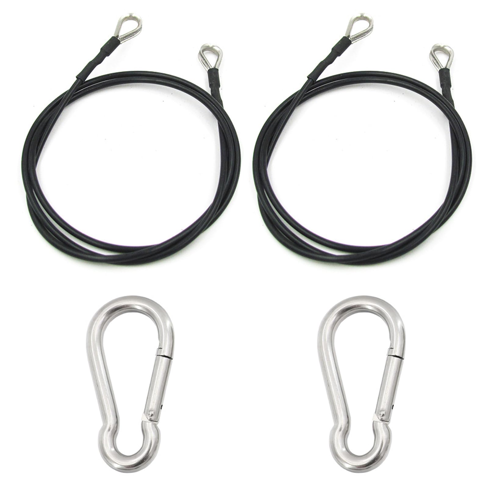 Gym Extension Cable, Home Gym Replacement Pulley Cables, Adjustable Gy m Attachments, Tricep Rope, 2pcs 5mm 304 Rubber Coated Steel Wire Rigging Cable and 2pcs Carabiner for Lifting, Hauling, Fitness