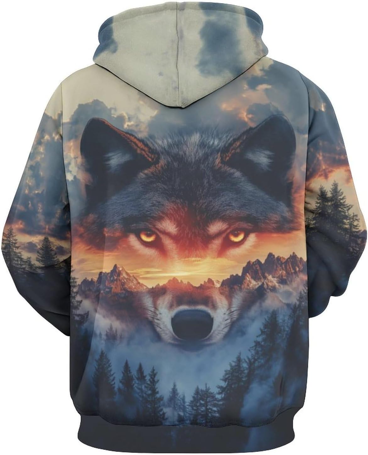 Unisex Novelty Wolf Graphic Hoodie 3D Print Animal Fashion Pocket Sweatshirt - Image 3