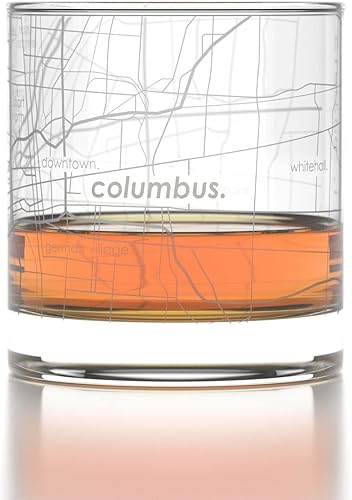 Vista 145 de Well Told Vaso grabado de Washington DC Map Rocks, vidrio de whisky antiguo (11 onzas, transparente), regalo para los amantes del whisky 147-Claro