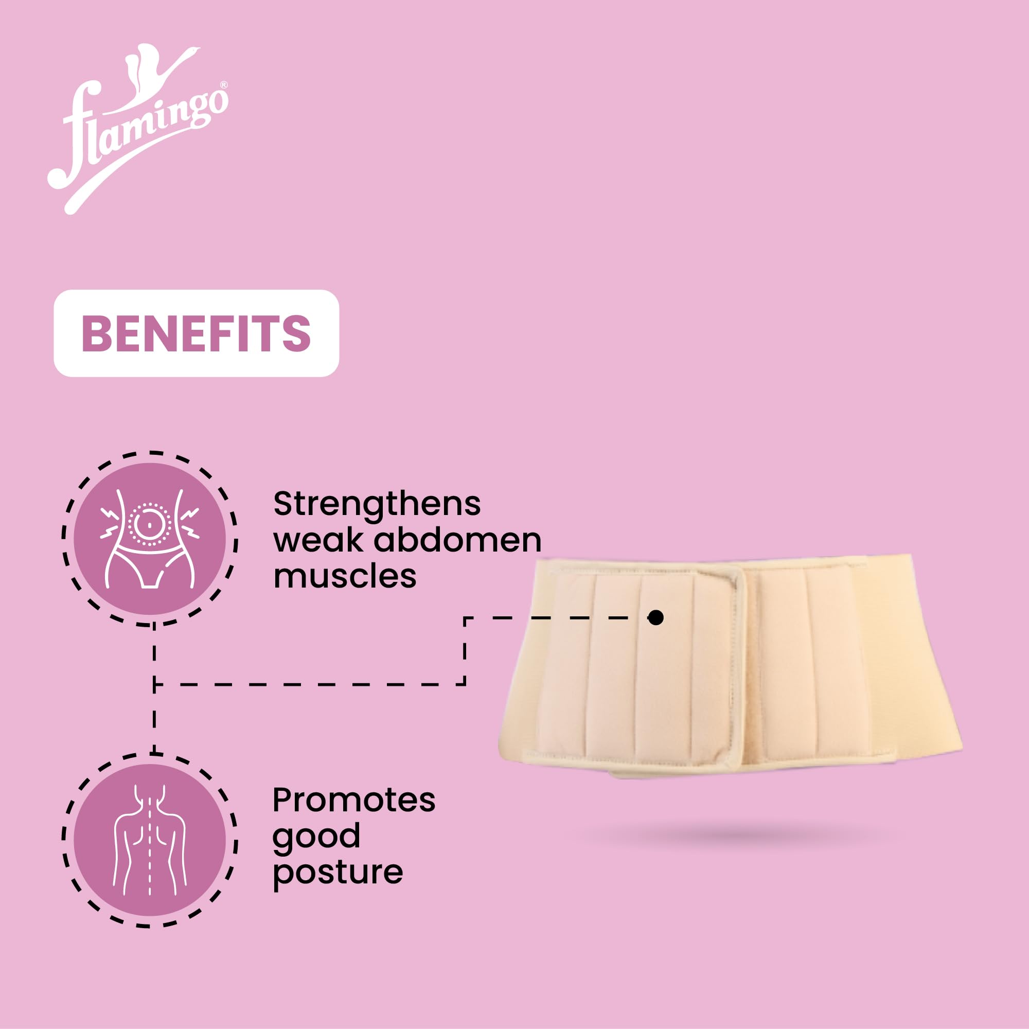 Flamingo Abdominal Support Belt for Tummy Reduction (14CM) | abdominal support belt for women post pregnany |abdominal belt after delivery | Color-Beige | Size-XXXL (Pack of 1) - Image 3 thumbnail