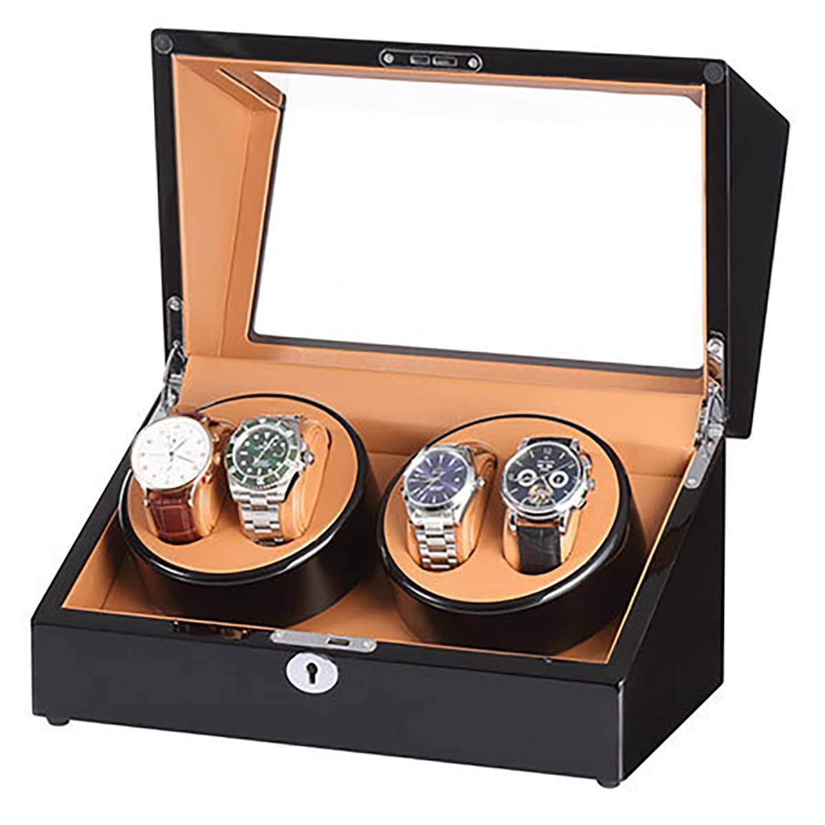 MYUYEE Automatic Watch Winder For 4 Watches Display Box 4 Rotation Modes Watch Box Organizer With Quiet Motor For Men'S And Women'S Wristwatch (B)