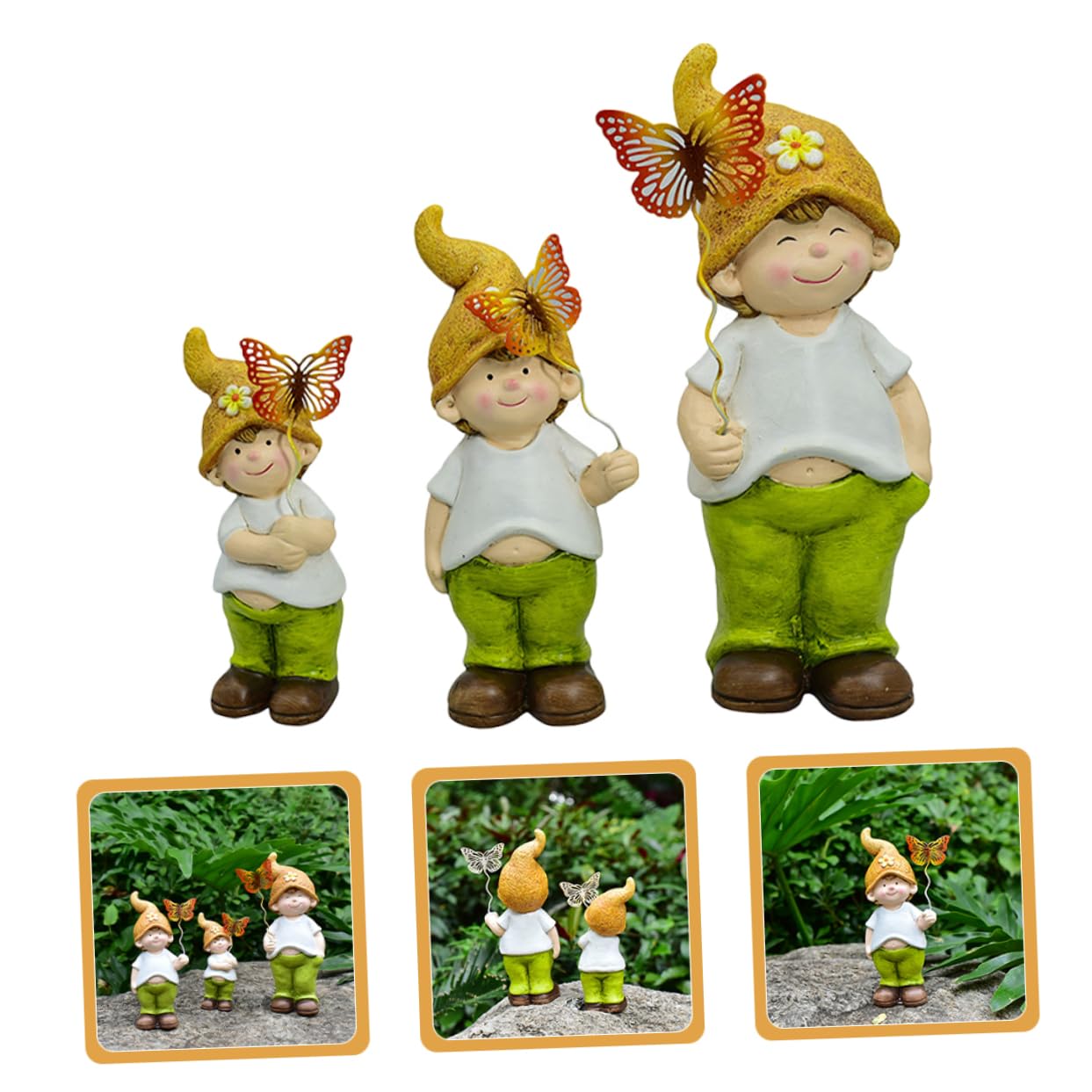 Uroczy Ogrodowy Krasnal Figurka 3szt Ceramiczna Figurka Krasnala Do Dekoracji Na Zewnątrz/wewnątrz