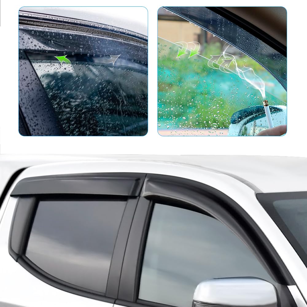 Deflecteurs d'air Déflecteurs de Vent pour Mitsubishi L200 Triton 2015-2022 Fiat Fullback Double Cabin 4pcs Pare-Pluie Pare-fumée Protection
