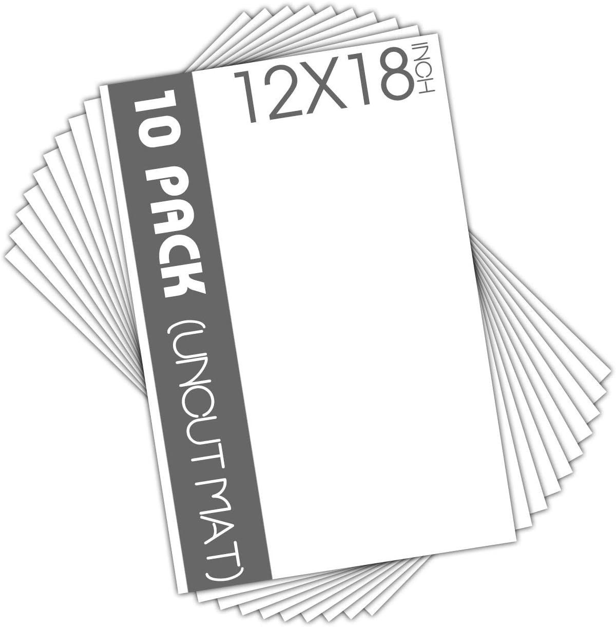 Mat Board Center, Pack of 10, 12x18 Uncut White Color Mats