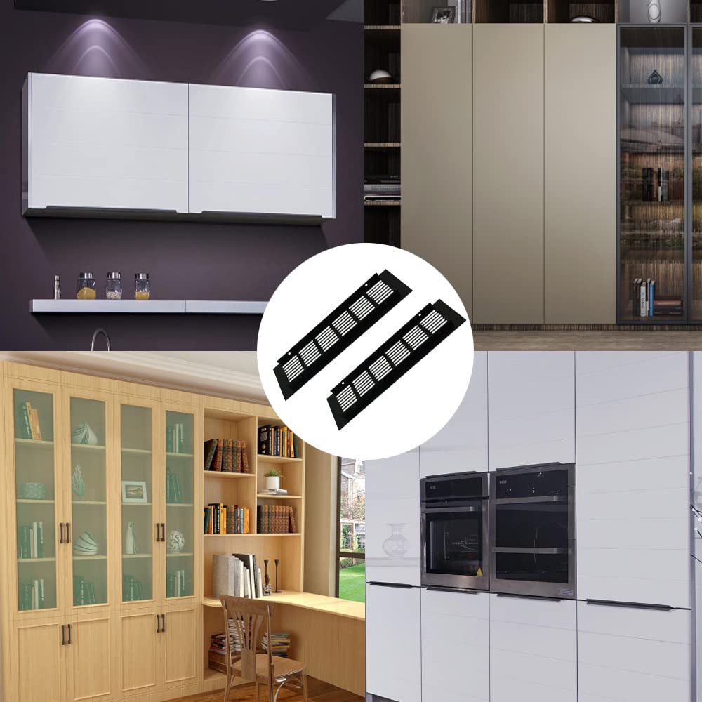 2 Griglie Ventilazione In Alluminio Nero 300x80mm - Bocchette Aria Per Armadi, Cucine E Mobili - Foto 4