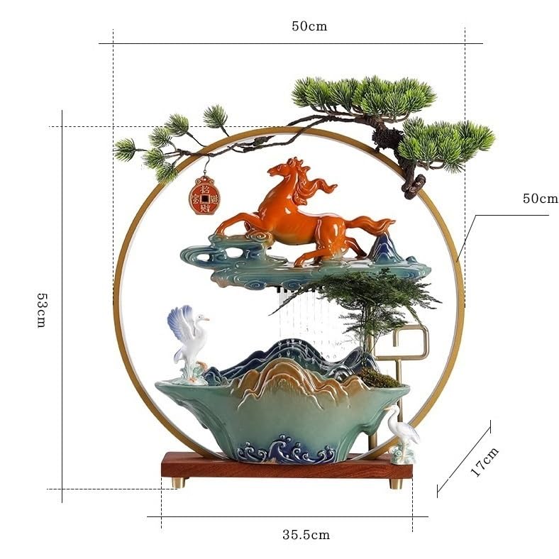 Fuente De Mesa Adornos creativos de cerámica con Flujo Agua circulante Que atraen la Fortuna for decoración Sala Estar y Oficina De Cascada Interior