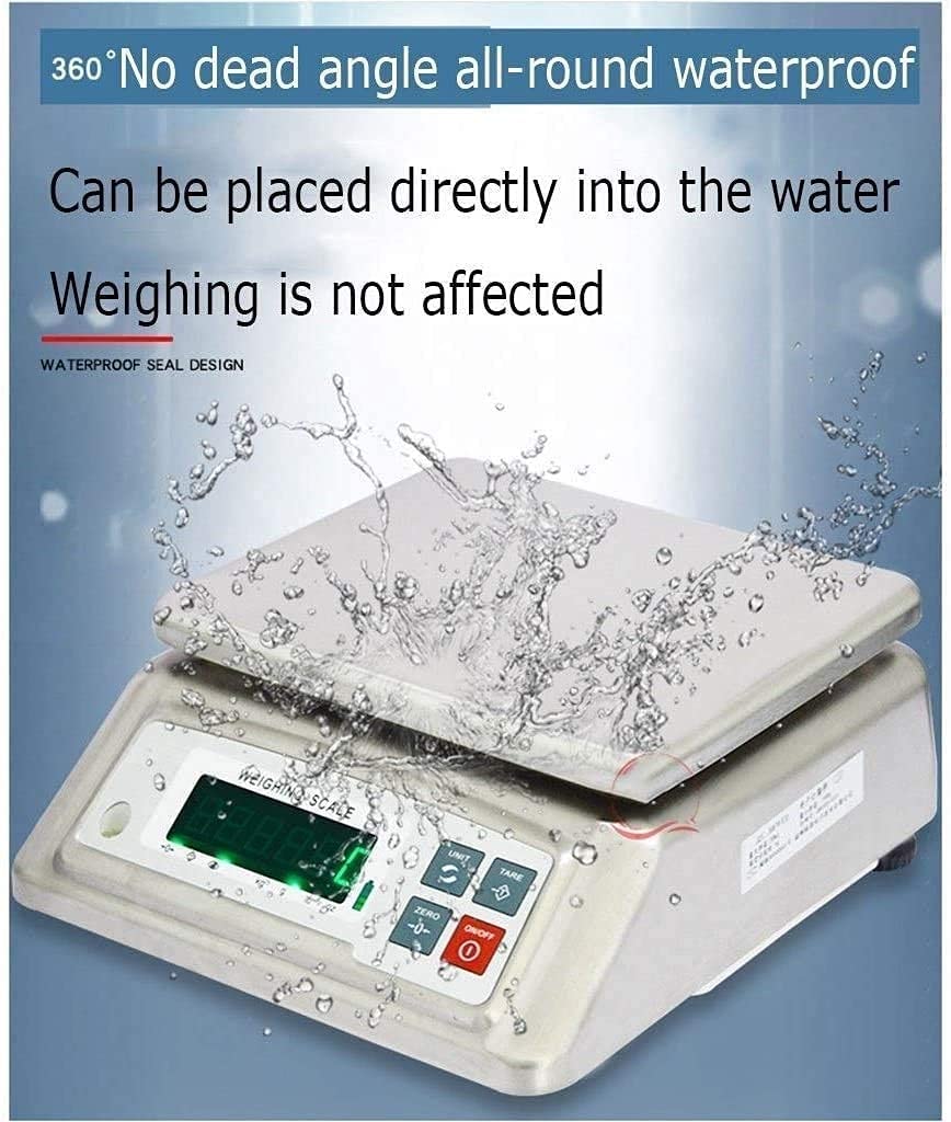 Báscula De Cocina Electrónica Resistente Al Agua, 30 Kg/0,5 G, De Acero Inoxidable, Ip68, Balanza Digital De Precisión, Báscula Industrial, Función De Tara Y Cero,Silver-3Kg/0.5G