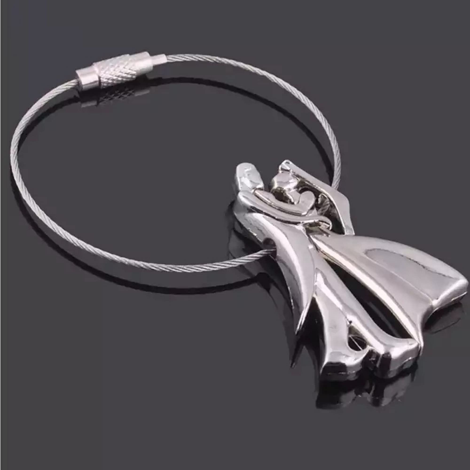 AUGEN Premium Stainless Steel Keychain | Couple Silver Key Ring | Anti-Rust Metal Keychain - View #5