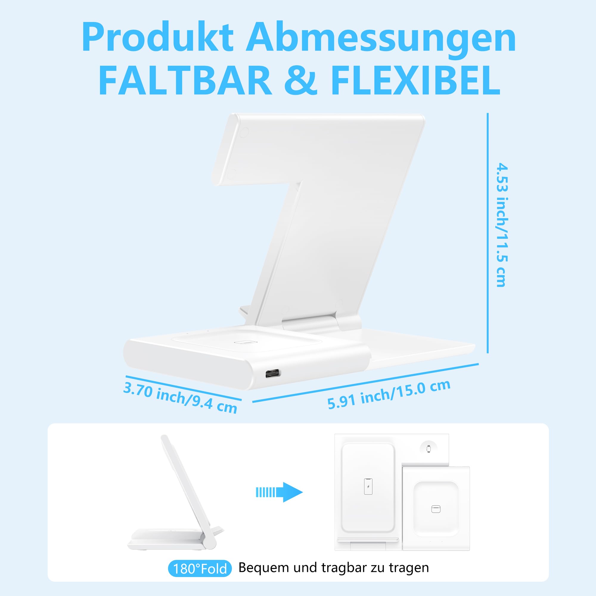 Ladestation Apple Watch und iPhone, 3 in 1 Ladestation für iPhone 17/16/15/14/13/12/11/Pro/Max/Plus, Apple Watch Ultra 3/11/10/9/8/7/6/SE 3, für AirPods 4/3/2/Pro 3 (Weiß)