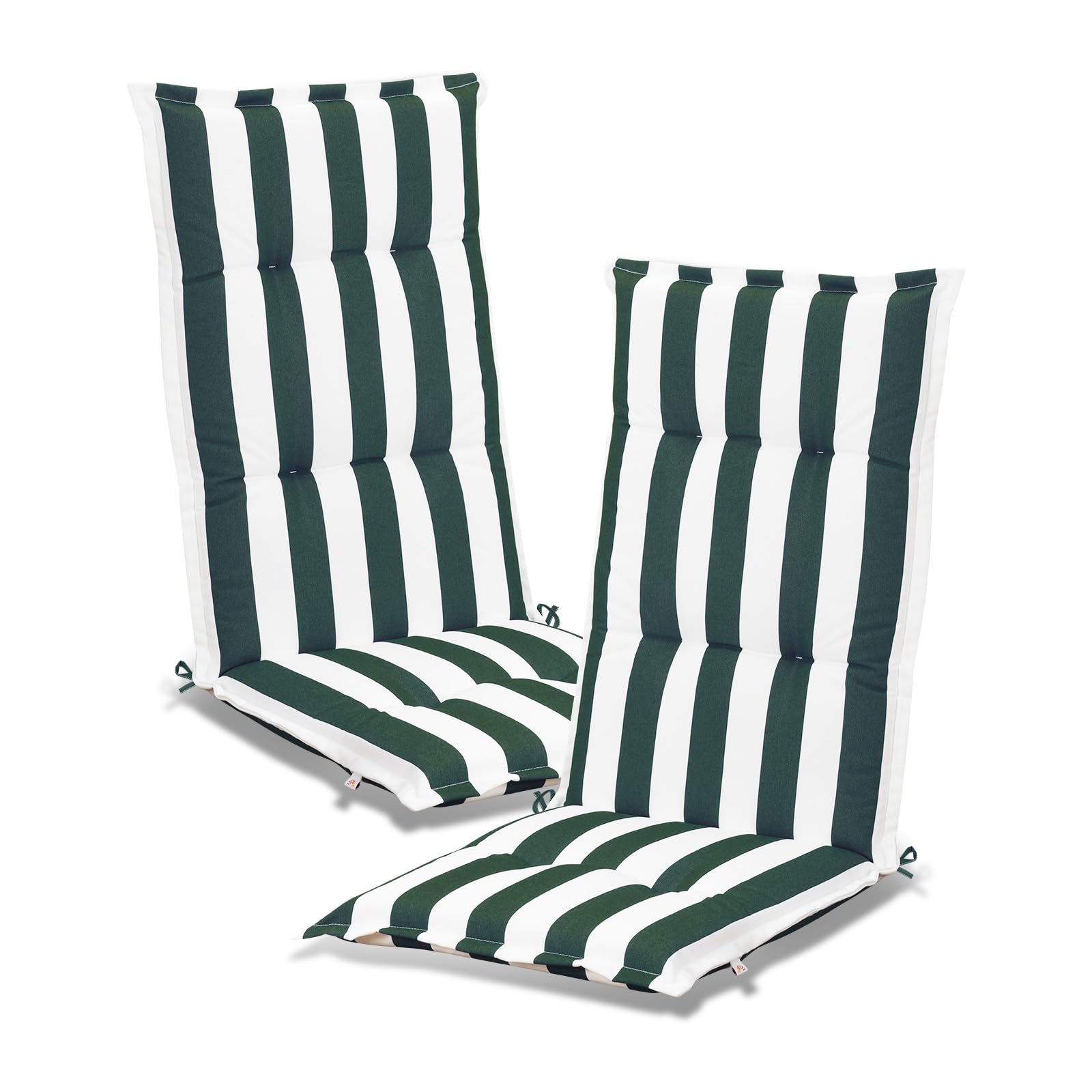 Aoodor High-Back Tufted Outdoor Chair Cushions, Set of 2 Fade-Resistant for Rocking, Adirondack & Dining Chairs, 120x52x6 cm, Green Stripe โ image 1