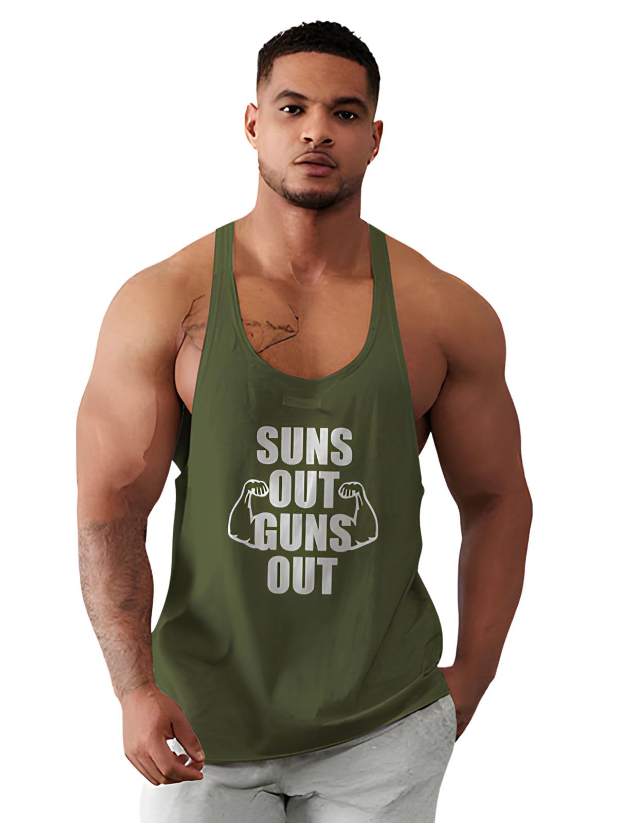 Gym Vest Polyester Printed Sleeveless Scoop Neck Regular Fit Vest – Suns Out Guns Out-image-10