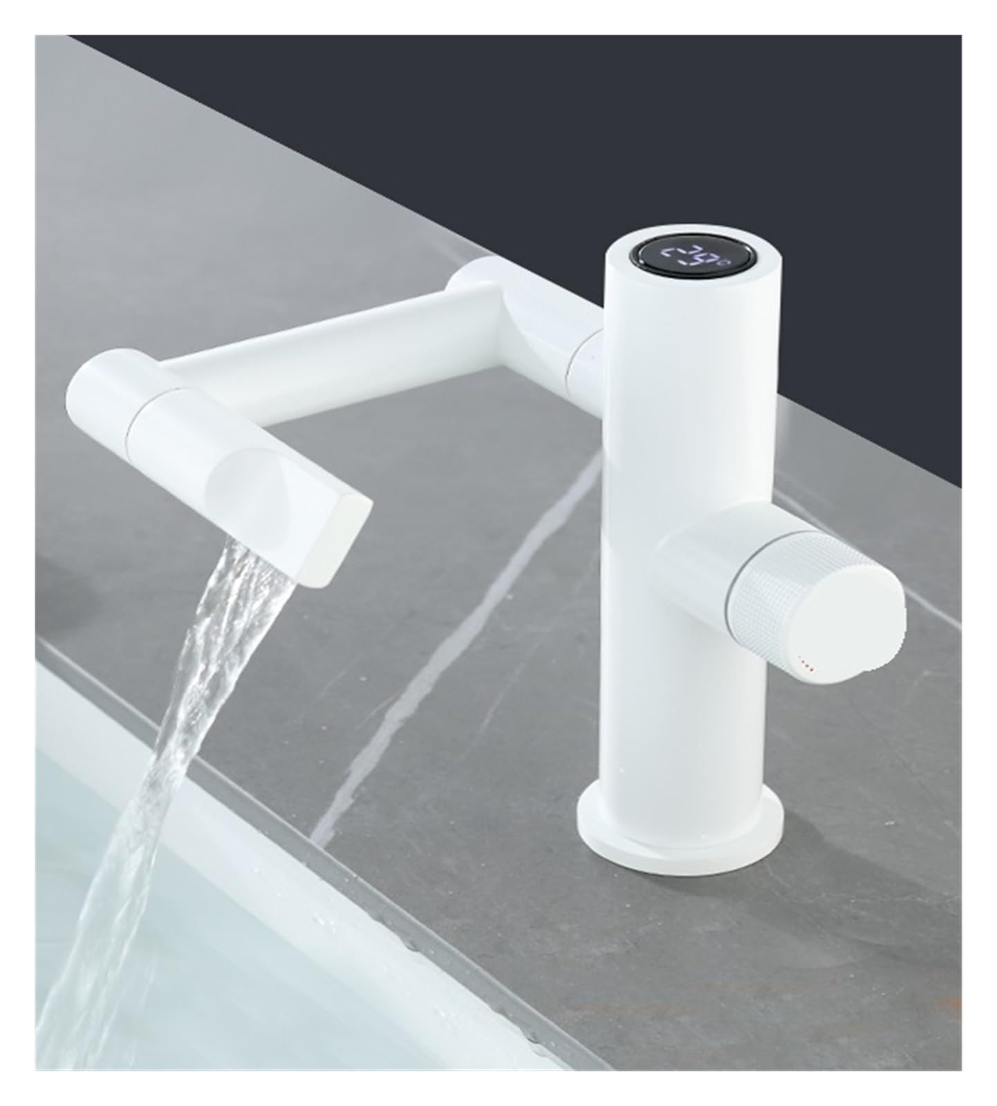 Robinet de bassin cascade LED affichage numérique intelligent blanc chaud et froid