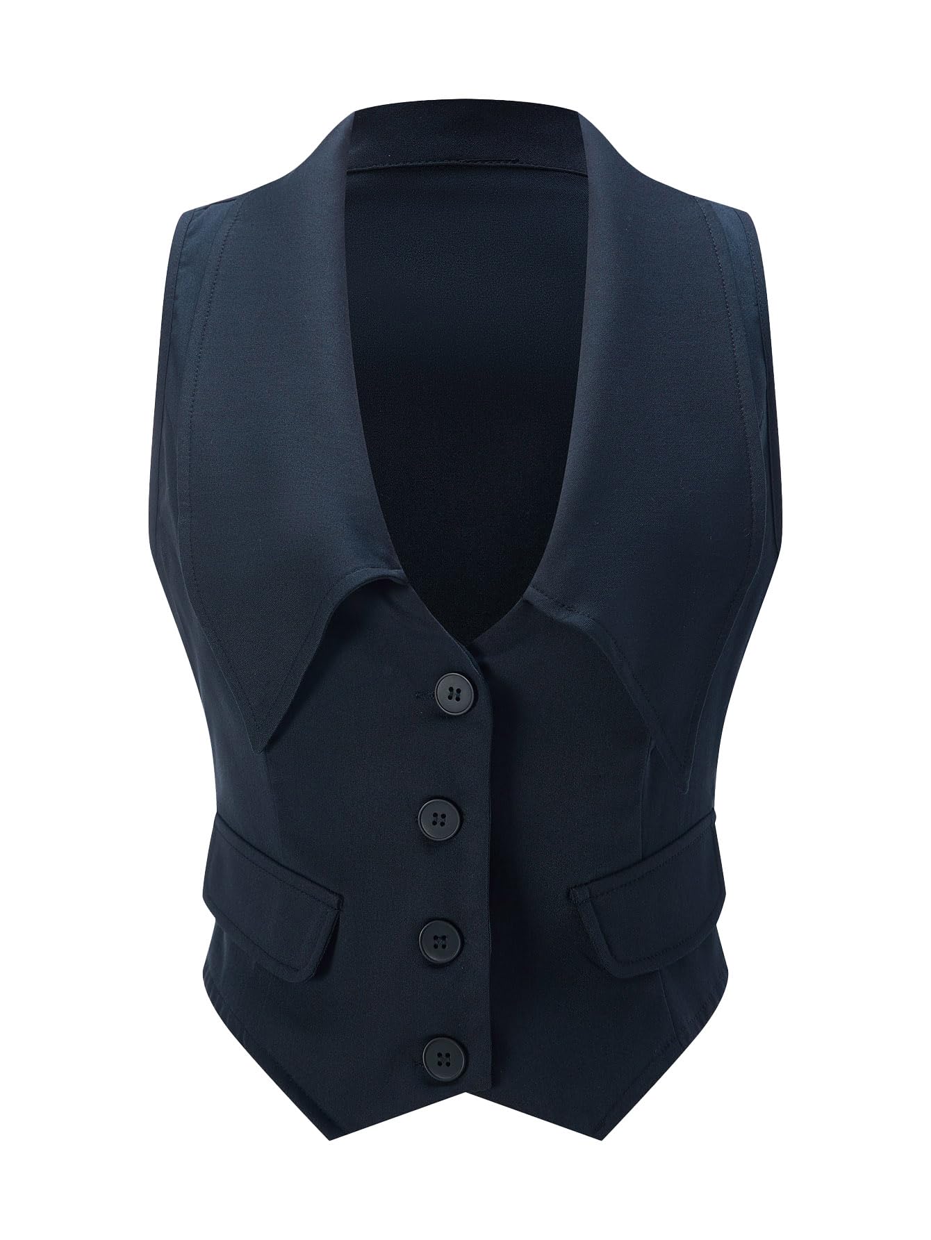 Womens Button Up Blazer Vest Summer Lapel Collar Dressy Casual Waistcoat