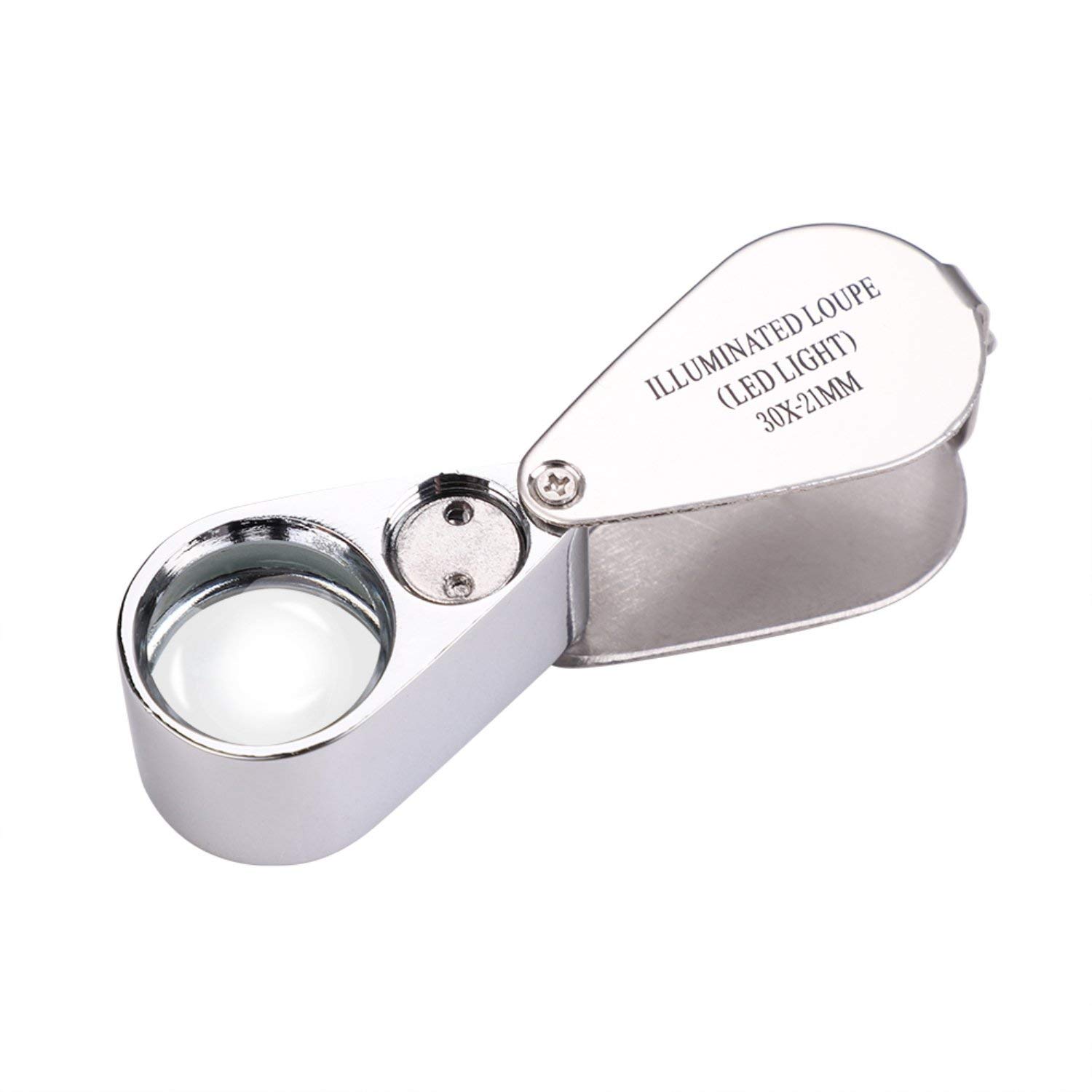 Portable 8X Magnifying Glass Folding Pocket Magnifier Professional Rotating Handy Magnifier Flexible Handle PU Leather Protective Holster Loupe for Reading Inspection Repair Stamp Hobby Crafts