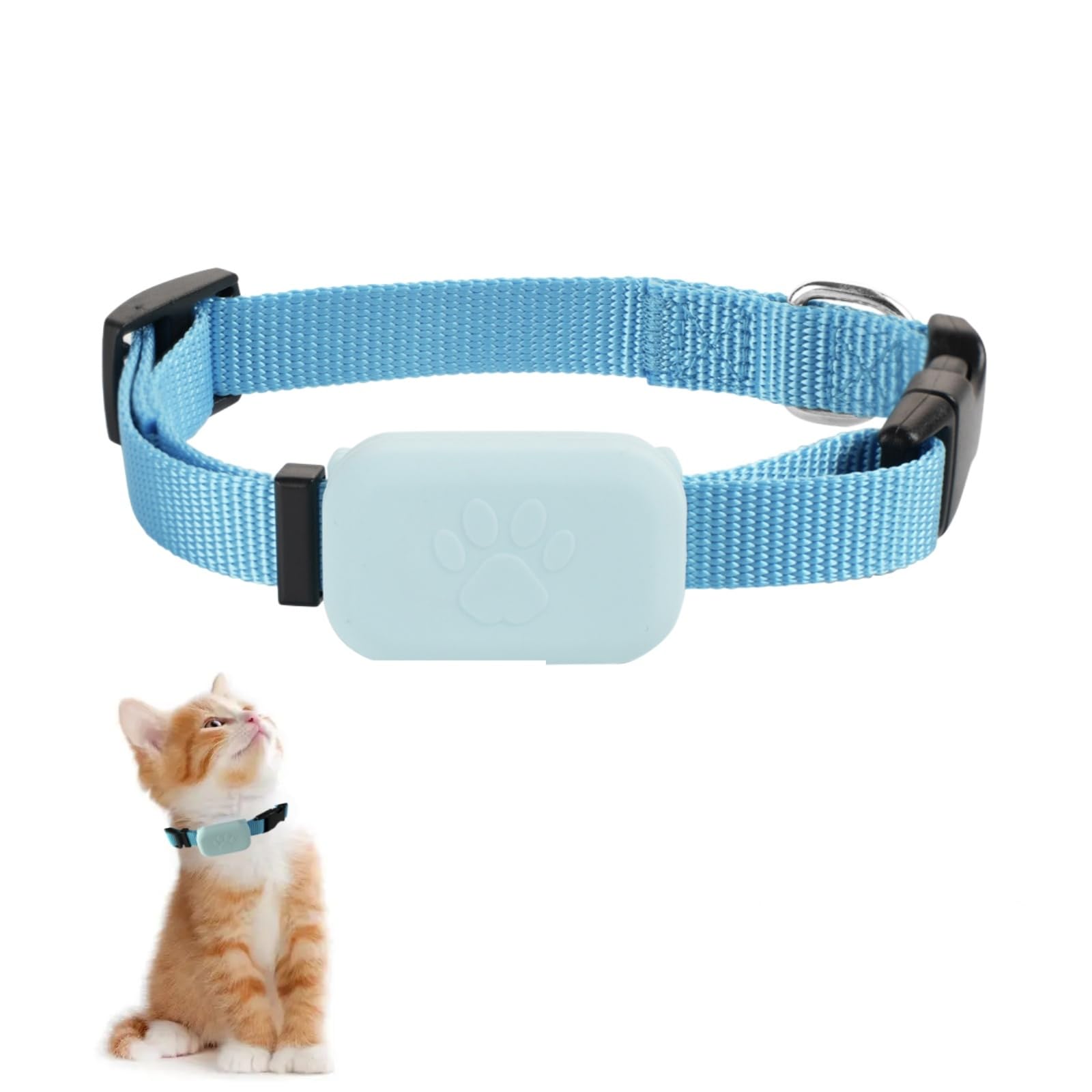 Pet GPS Tracker,GPS Cat Tracker Collar - No Monthly Fee,Adjustable GP/S Tracking Device for Small Pet,Apple Fi/nd M/y Compatible (iOS Only), Lightweight Cat & Dog Trac/ker Device（BLUE）
