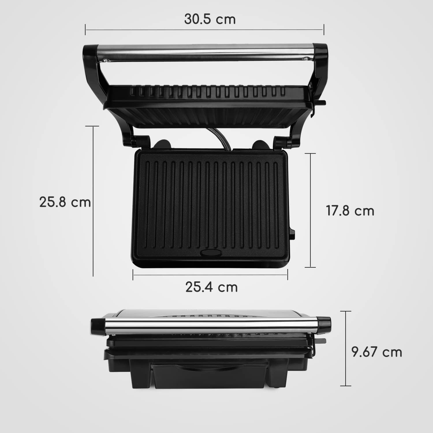 Aigostar Hett 30HHJ - Panini Maker/Griglia, Pressa a sandwich, Griglia elettrica, 1000 Watt, Fredda al tocco, Antiaderente, Indicatore luminoso, Argento. Design esclusivo. Aigostar Hett 30HHJ - Panini Maker/Griglia, Pressa a sandwich, Griglia elettrica, 1000 Watt, Fredda al tocco, Antiaderente, Indicatore luminoso, Argento. Design esclusivo.