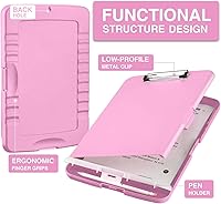 Vista 2 de Sooez - Sujetapapeles de documentos clínicos con almacenamiento, sujetapapeles de plástico resistente, de alta capacidad, con soporte para bolígrafo